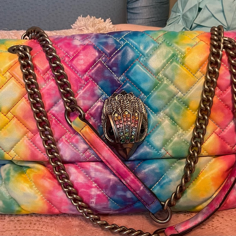 🎀 KURT GEIGER XXL Kensington Rainbow Tye Dye Shoulder Bag - Picture 4 of 10